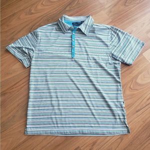 - Turtle Creek | Teal Striped Golf Shirt - large